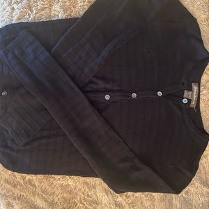 Tommy Bahama Black 100% Cotton Button Down Cardigan Women's Size XS Ribbed